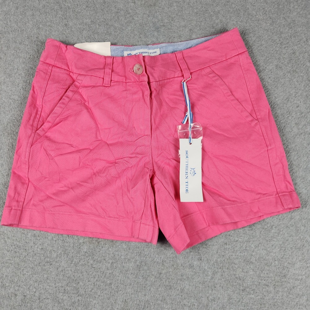 Southern Tide Chino Shorts Womens 00 Berry Pink Caroline 5 Inch Inseam Stretch